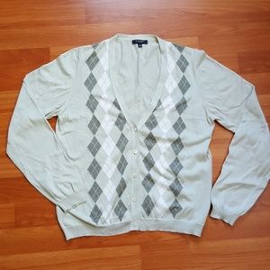 BURBERRY LONDON pale green argyle cardigan